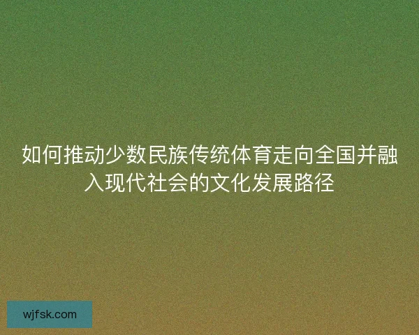 如何推动少数民族传统体育走向全国并融入现代社会的文化发展路径 如何推动少数民族传统体育走向全国并融入现代社会的文化发展路径